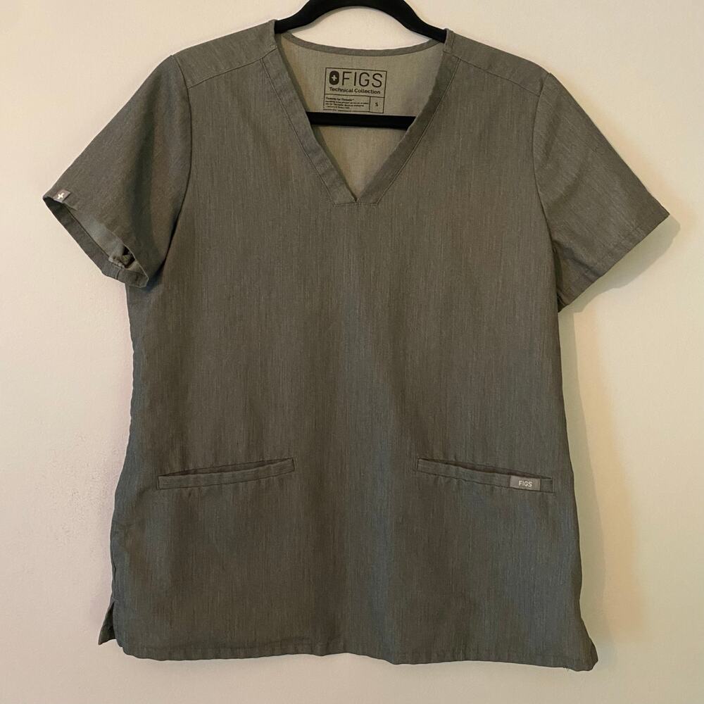 FIGS Graphite Gray Casma Two Pocket Scrub Top Uniform Women's size Small